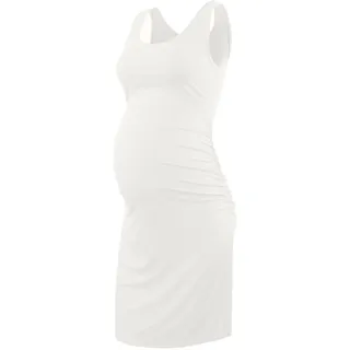 Liu & Qu Damen Schwangerschaft Ärmellos Tank Kleider Seitliche Rüschen Bodycon Kleid für den Alltag oder Babyparty, 1. Weiß, Mittel
