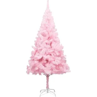 vidaXL Künstlicher Weihnachtsbaum mit Beleuchtung & Kugeln Rosa 210cm - Rosa