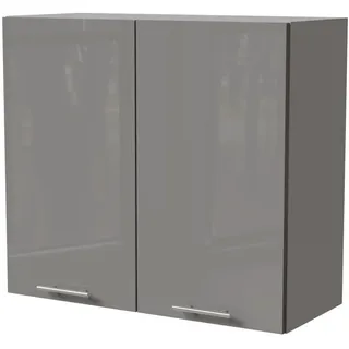 Feldmann-Wohnen Küchenhängeschrank Essen W3/80 Grau Hochglanz / Grau Matt 80 / 32,5 / 72cm , Grau, Grau , Holz , Rechteckig , 80x72x32.5 cm , Küchen, Küchenmöbel, Küchenschränke, Küchenoberschränke