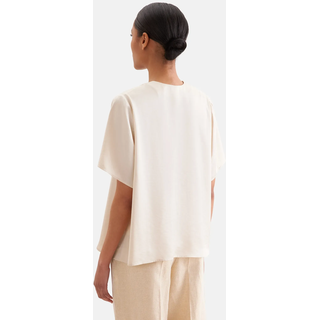 Klassische Bluse SEIDENSTICKER, Damen, Gr. L (40), beige (off, weiß), 75% Acetat, 25% Polyester, unifarben, regular fit, V-Ausschnitt, Blusen Klassische Bluse, Tunika Uni