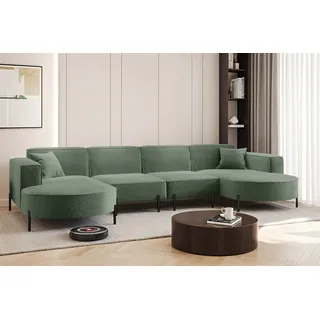 Wohnlandschaft U-Form Sofa VALENCIA XL in Stoff Quelle Grün