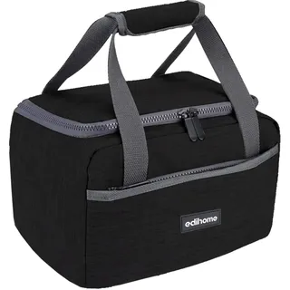 edihome edihome, Kühltasche Klein, Lunchbag, Kühltasche, Faltbar, 8L, Thermo Lunchbox, Isolierte, für Mittagessen, Arbeit, Camping oder Reise, Tragbar (Schwarz)