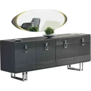 Kommode Anrichte Schrank Sideboard Esszimmer Grau Tisch Luxus Spiegel - Grau