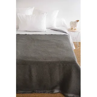 Toison d'or Volta Woolmark Wolldecke 220 cm x 240 cm Größe anthrazit