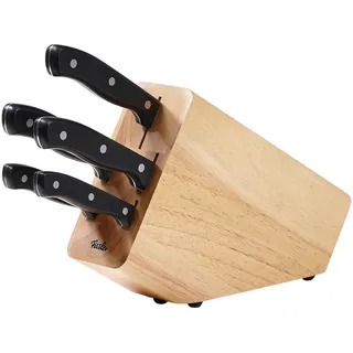 Fissler Messerblock , Schwarz, Eichefarben, Edelstahlfarben , Holz, Metall , 6-teilig , Eiche , Küchenmesser, Messerblöcke