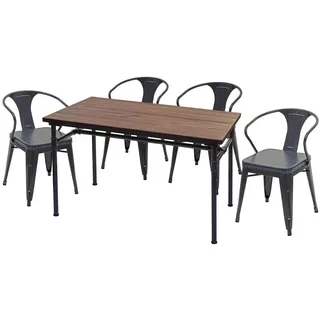 MCW Esszimmer-Set Schwarz, Grau , Holz , 120x115x70 cm , Esszimmer, Bänke, Tischgruppen & Eckbankgruppen