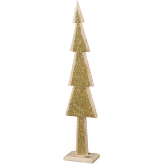 Dekobaum CREATIV HOME "Tannenbaum", gold, B:14,5cm H:69cm T:7cm, Dekofiguren, Dekobaum, mit Glitter