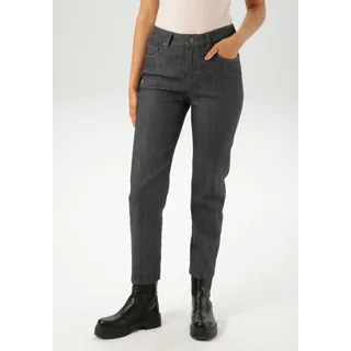 Straight-Jeans ANISTON SELECTED, Damen, Gr. 48, N-Gr, grau (anthra, meliert), Jeans, Obermaterial: 81% Baumwolle, 17% Polyester, 2% Elasthan, unifarben, Basic, Basic 7/8-Länge, Jeans Straight-Jeans, in Straight-Form und mit moderner Waschung