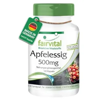Fairvital | Apfelessig Kapseln - 120 Kapseln - 500mg Apfelessig pro Kapsel -VEGAN - HOCHDOSIERT