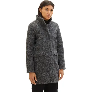TOM TAILOR Denim Damen Boucle Mantel mit Stehkragen - Grau