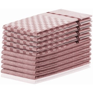 DecoKing 10er Set Küchentücher 50x70 cm mit Aufhänger 100% Baumwolle Altrosa Rosa hochwertige Geschirrtücher Louie