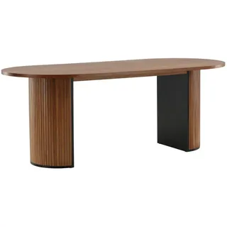 venture home Esstisch 90 x 75 x 90 cm Walnuss/schwarz