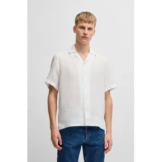 BOSS ORANGE Kurzarmhemd »Rayer«, aus Leinen, weiß