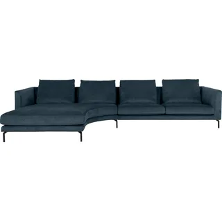 furninova Ecksofa »Megasofa und Polstertraum, Designmöbel mit erstklassigem Sitzkomfort«, mit abgerundetem Longchair, im skandinavischen Design, blau