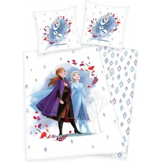 Herding EISKÖNIGIN - Bettwäsche mit Wendemotiv, 100% Baumwolle, 135x200cm+80x80cm - Blau