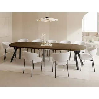WFL GROUP Esstisch Rund 100 x 76 x 100 cm Eiche Braun Rustikal