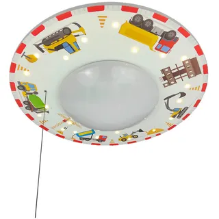 Niermann Kinderdeckenleuchte , Multicolor, Weiß , Kunststoff, Holzwerkstoff , Fahrzeuge , 11 cm , Zugschalter , Lampen & Leuchten, Innenbeleuchtung, Kinderzimmerlampen