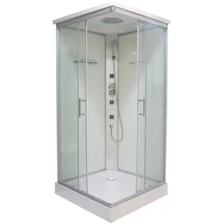 SANOTECHNIK Twist Komplettdusche mit Schiebetür 80 x 215 cm silber Sicherheitsglas