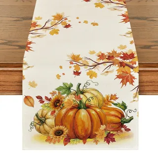 Artoid Mode Kürbisse Ahornblätter Sonnenblumen Herbst Tischläufer 40x300 cm