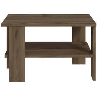 Rustikaler Couchtisch mit Wandbefestigungsmöglichkeit, Antik-Walnuss, 60 x 37 x 45 cm | 100 % melaminbeschichtete Spanplatte, 18 mm stark | Stilvolles und funktionales Design mit mehreren Ablagen