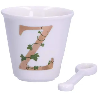 La Porcellana Bianca - Buchstabe Z mit Teelöffel, Küche - Einzigartige Linie - Geschenkidee - Porzellan - 75 CC, Ø 6,7 cm, H6 cm