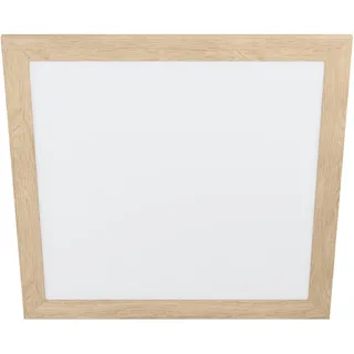 EGLO Piglionasso mit Holz Deko-Rahmen, Deckenlampe Holz in Hell-Braun, Küchenlampe, Bürolampe, LED Flurlampe Decke neutralweiß, L x B 64,5 cm