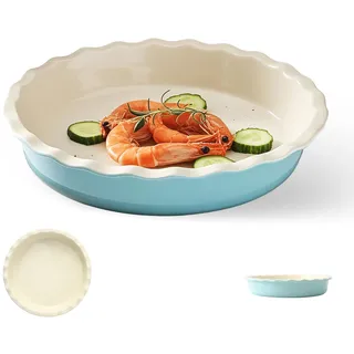 CHXAOM Quicheform Keramik Quicheform Mehrfach Verwendbare Tarteform 25.5cm,Fassungsvermögen 1200ml Mikrowellengeeignet Geeignet für Kuchen,Puddingkuchen und Pizza