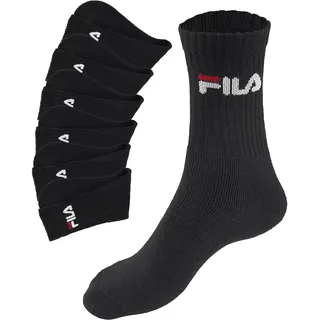 Tennissocken FILA "UNISEX CREW TENNIS FULL TERRY SOCKS", Damen, Gr. 43-46, schwarz (6x schwarz), Baumwollmischung, uni, elastisch, Socken Tennissocken, Sportsocken, flache Zehennaht