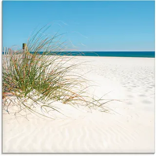 Artland Glasbild »Schöne Sanddüne mit Gräsern und Zaun«, Strand, (1 St.), in verschiedenen Größen, beige