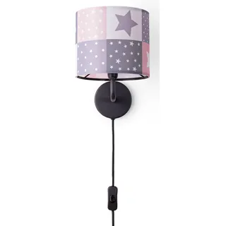 Paco Home Wandleuchte »Cosmo 345«, 1 flammig, Leuchtmittel E14   ohne Leuchtmittel, Kinderlampe Wandlampe Schalter Ø...18cm Sterne Punkte Kabellänge 3m E14, schwarz