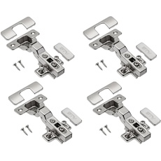 GTV - 4 x Hydraulisches Scharnier ECHC, Twin - Scharnier mit Dämpfung - Mittelanschlag - Montageplatte H=0 mit Euroschrauben - stilles Schließen - Möbelscharnier Topfscharnier Schranktürscharnier