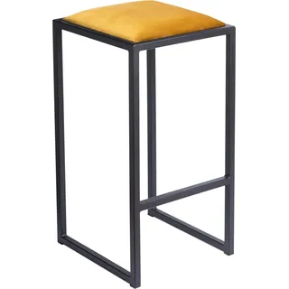 FERRO Barhocker 64 cm Gelb – Moderner Metall Barstuhl ohne Lehne im Loft-Stil mit Gepolstertem Sitz - Gelb