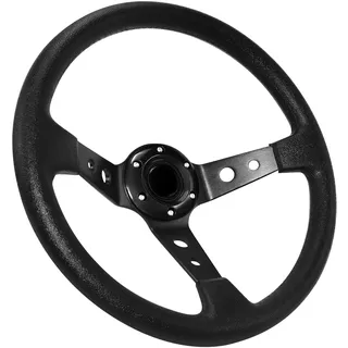 Acclcors Universal Rennlenkrad, Drifting Lenkrad,Gaming Lenkrad 13.6" 6 Bolts Grip Vinyl Leder Deep Dish mit Horn Taste für Rennen/Rallye/Motorsport/Autosimulation (Schwarz)