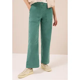 Cordhose CECIL "Style Neele", Damen, Gr. 34, Länge 30, grün (jewel grün), Cord, Obermaterial: 98% Baumwolle, 2% Elasthan, unifarben, normal, Hosen Cordhose, Wide Leg, High Waist