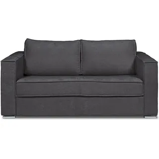 Schlafsofa mit Matratze 4-Sitzer - Chenille-Stoff - Anthrazitgrau - Liegefläche mit Lattenrost mit breiten Latten 160 cm - Matratze 22 cm mit Memory Schaum - LORETO