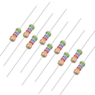 sourcing map 100Stk. Axial Kohlenstoff Film Widerstand 5,6kOhm 0,25W 5% Toleranze 4Farbe DE de