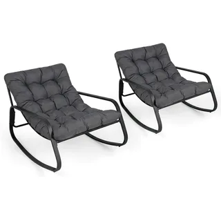 FANTASK Schaukelstuhl, Patio-Schaukelstuhl mit dickem & abnehmbarem Kissen, bis 205 kg, Loungesessel für Drinnen & Draußen, Moderner Lounge-Stühle für Wohnzimmer, Garten, Terrasse & Balkon (Grau)