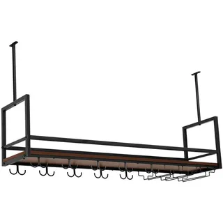 [en.casa] Weinregal 120 x 64,5 x 30 cm Walnussfarben/Schwarz