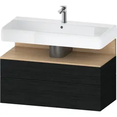 Duravit Qatego Waschtischunterbau, 1 Auszug und 1 Schublade, 990x470x590mm, Nische Eiche Natur, QA4395030, Farbe: Eiche Schwarz/mit Nischenbeleuchtung