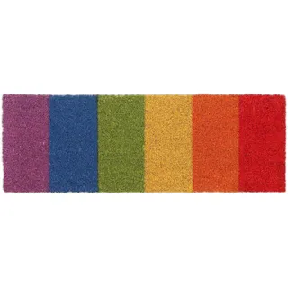 Relaxdays Fußmatte Kokos, Regenbogen, Schuhabtreter 75 x 25 cm, wetterfest & rutschfest, Türvorleger innen & außen, bunt