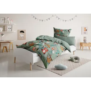 LÜTTENHÜTT Kinderbettwäsche »CUDDLEE« 2 Stk. tlg. in vielen Designs: Dino,Einhorn,Weltraum,Baustelle,Herz,Trecker,Safari, weiß