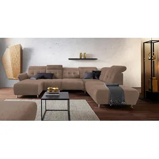 Places of Style Wohnlandschaft »Manhattan U-Form«, 2 Sitze mit elektrischer Relaxfunktion, verstellbare Armlehnen, braun