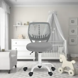 FurnitureR Vielseitiger Bürostuhl für Kinder, Arbeitsstuhl ohne Armlehnen, höhenverstellbar, drehbar, bunt, für Schule und Büro, zu Hause, grau