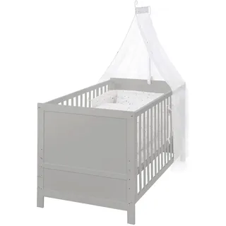 roba Kombi-Kinderbett Sternenzauber 70 x 140 cm, taupe, 3-fach verstellbar, Schlupfsprossen umbaubar zum Juniorbett - Taupe