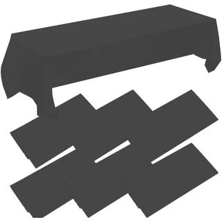 Kunststoff-Tischdecke, Party-Tischdecke, Party-Tischdecke, Party-Tischdecke, Party-Tischdecke, Einweg-Tischdecke für Partys, Weihnachten, Hochzeiten, Geburtstagsfeiern, Dekorationen, Schwarz, 6