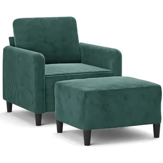 vidaXL Relaxsessel mit Hocker Samt 78 x 80 x 77 cm Dunkelgrün