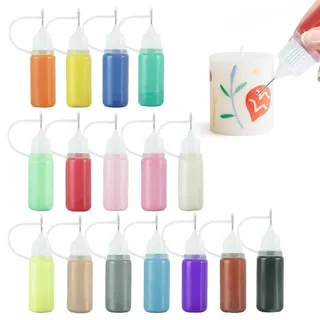 16 Stück Farben Kerzen Bemalen Set Wachsstifte für Kerzen, Candle Pen Ideal zum Dekorieren und Gestalten Kerzenfarbe, Keramik Bemalen Set Dekorieren von Geschenke, Oster/Weihnachtsbasteln (je 10 ml)