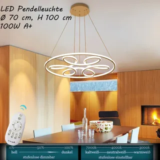 XW808 LED Pendelleuchte mit Fernbedienung ist die Lichtfarbe/Helligkeit einstellbar A+