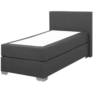 Beliani Boxspringbett 90/200cm Dunkelgrau President , Textil , 90x200 cm , Schlafzimmer, Betten, Boxspringbetten