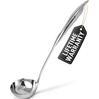 Zulay Küche Edelstahl Suppenkelle 30.5cm – Schöpfkelle mit langem Griff & großer Kapazität, ideal zum Rühren & Servieren von Suppen – Robuste Küchen Schöpflöffel für Suppe, Eintopf, Brühe und Soßen